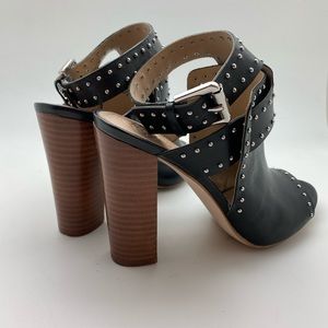 Guess black leather stud heels